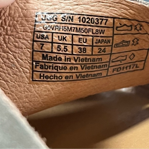 UGG Sandra Gray Leather Block Heel Sandals Women’s Size 7 Shoes - Picture 9 of 10